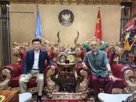 中文宣三百文化產業集團黨委書記、董事長魏良鵬晤世貿基金會拿督斯里吳罡豪